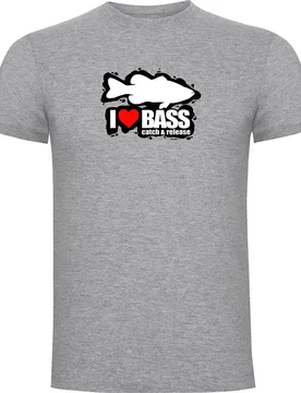 I Love Bass Short Sleeve T-shirt Heather Grey S Men - Kruskis - FashionsVida