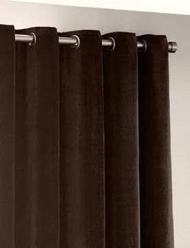 Chenille Velvet Eyelet Curtains Dark Brown - YARD - FashionsVida