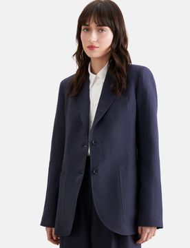 Zweiknopf Blazer aus 100% Leinen Blau 34