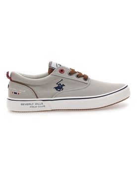 Sneakers grigie in tela con dettagli a contrasto POLO BATH CVS 45
