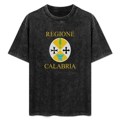 Flag of Calabria T-Shirt Work Basic Short Sleeve Top