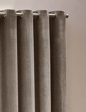 Chenille Velvet Eyelet Curtains Grey - YARD - FashionsVida