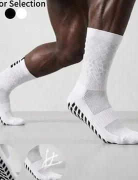 Pares de calcetines de fútbol para hombre, cómodos y versátiles para todas las estaciones, unicolor negro & blanco, malla transpirable con suela de - Shein - FashionsVida