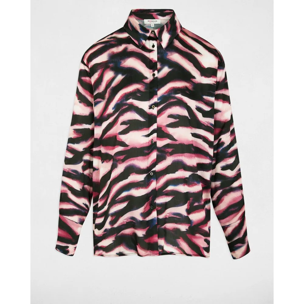 Camisa de mujer fluida con cuello abierto - Morgan - FashionsVida
