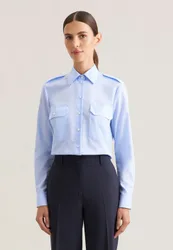 Slim Pilotenbluse Uni Blau 34