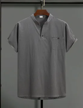 Men's Cotton and Linen Short-Sleeved T-Shirt - Breathable Linen Top - Summer Casual Pure White Shirt - Street Style Work Beach V - Aliexpress - FashionsVida