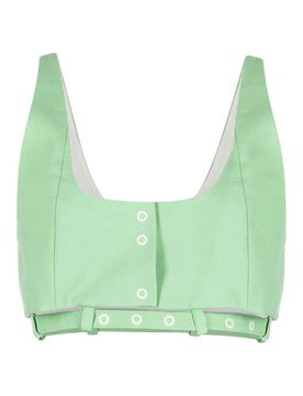Crop top in cotone con chiusura frontale