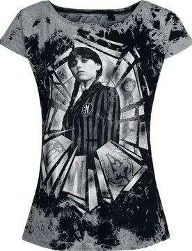 T-Shirt - - Glasses - L bis 4XL - für Damen - Größe 3XL - schwarz - EMP exklusives Merchandise! - Frauen - female - Wednesday - FashionsVida