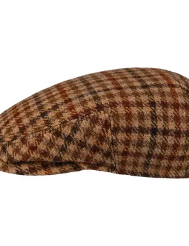 Mini Check Wool Driver Flat Cap by - beige-brown - Female - Size: M (56-57 cm) - Lierys - FashionsVida