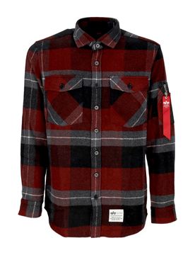 Camicia Manica Lunga Uomo Flannel Shirt Black Gray