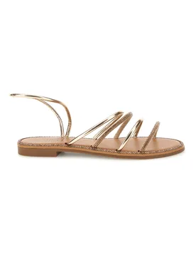 Sandali platino flat con strass PRE9350 38 - MON DIEU - FashionsVida