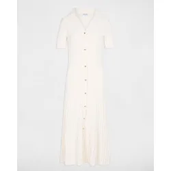 Vestido corto de punto fino botones