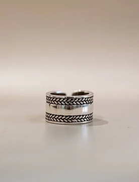 Unisex Adjustable Wide Band Sterling Silver Thick Thumb Cuff Ring - Silver - Size: One Size - The Colourful Aura - FashionsVida