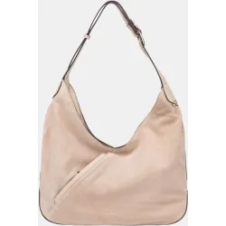 Bolso de hombro en piel y serraje combinado