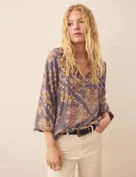 Blusa de manga larga estampada de mujer - Southern Cotton - FashionsVida