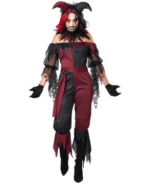 Psychoclown-Damenkostüm für Halloween schwarz-rot - KARNEVAL-MEGASTORE - FashionsVida
