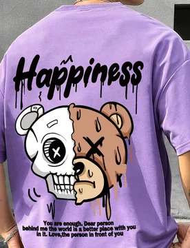 Camiseta de manga corta con estampado gráfico de dibujos animados divertidos de hombro caído, regalo para el novio - Shein - FashionsVida