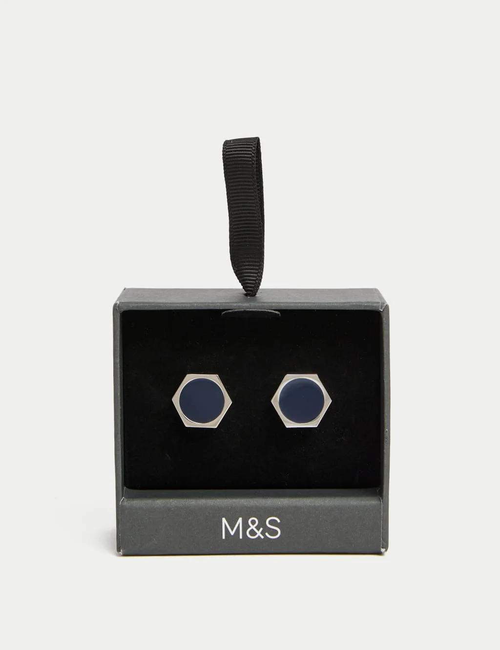 M&S Hexagonal Cufflinks Silver male - M&S - FashionsVida