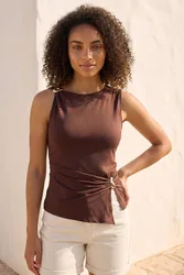 Women's Hardware Trim Tank Top in Chocolate Size: 12 - Chocolate - Size: 12