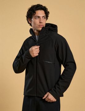 Giacca softshell impermeabile con cappuccio - nero