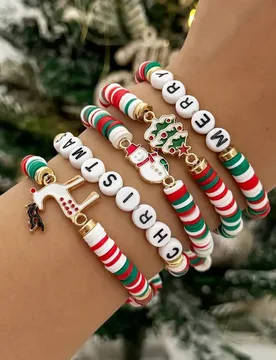 SHIXIN 5Pcs/Set Christmas Tree Elk Snowman Pendant Bracelet Women Merry Christmas Elastic Rope Bracelet New Year Jewelry Gifts - Aliexpress - FashionsVida