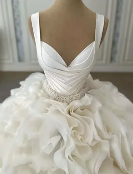 Romantic Ruffles Ball Gown Wedding Dresses Sleeveless Spaghetti Straps Bridal Gowns Vestidos De Novia Customized - Aliexpress - FashionsVida