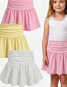 Falda de lunares con volantes de cintura alta, cómoda y versátil para uso diario casual de niña preadolescente, atuendos de otoño/invierno para ni
