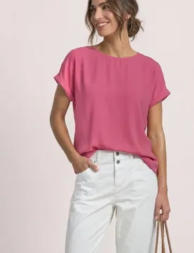 In-1 Shirt aus Chiffon mit Boat Neck female Pink - Street One - FashionsVida