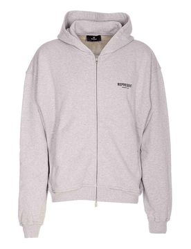 Felpa con cappuccio grigia con zip Owners
