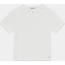 Camiseta manga corta de mujer con estrellas tachas