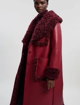 Women's Faux Fur Pocket Detail Midi Coat in Red Size: 10 - Red - Size: 10 - Karen millen - FashionsVida
