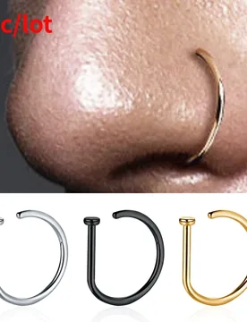 Pc Nose Rings D Shape Nose Hoop Stud Ear Cartilage Piercing Stainless Steel Nose Nostril Piercing Jewelry Women Body Piercings - Aliexpress - FashionsVida
