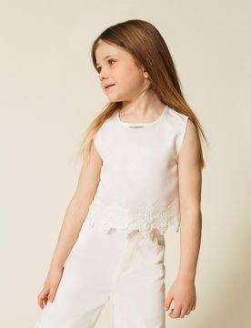 Top cropped pour fille en satin duchesse