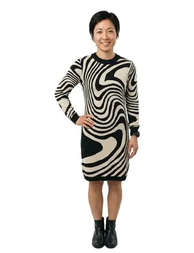 Vestito A Maniche Lunghe Ray Black / Pattern Sandshell Zebra XS
