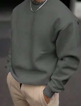 Sudadera casual de cuello redondo de unicolor para hombres, de manga larga, para primavera/otoño - Shein - FashionsVida