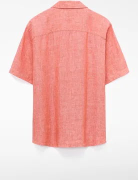 Camisa de lino de hombre con cuello bowling en lino europeo - Adolfo Dominguez - FashionsVida
