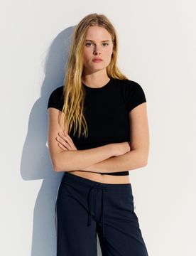 T-Shirt Manches Courtes Col Rond S Noir