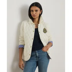 Chaqueta de mujer acolchada con parche de escudo