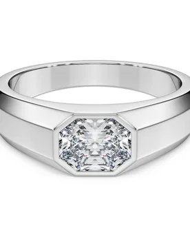 Anello a fascia Octagon, Diamanti creati in laboratorio 1,0 ct tw, Forma ottagonale, Oro bianco 18 K 46 - Swarovski - FashionsVida