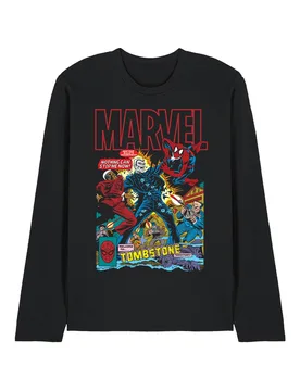 Unisex Spiderman Retro Tombstone Hammerhead Cover Long Sleeve T-Shirt, Black Size: 2XL - Black - Size: 2XL - Marvel - FashionsVida