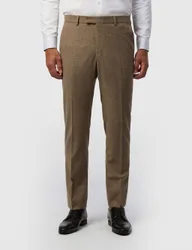 Tailored Fit Wool Rich Check Suit Trousers Beige male