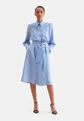 Fliessendes Hemdblusenkleid aus Viskose Mix Blau 42