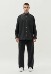 Oversized Denimhemd Uni Schwarz M
