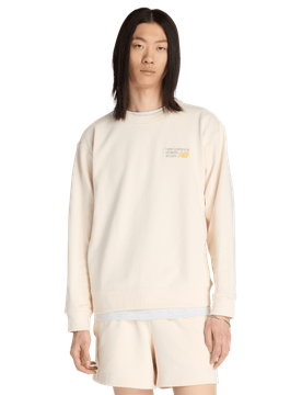 Athletics Premium Logo Crew Herren Sweatshirts - Beige - Größe S - Baumwoll-Jersey Beige S