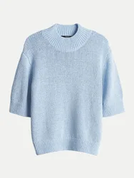 Kurzarm-Strickpullover Tavery Blau 42