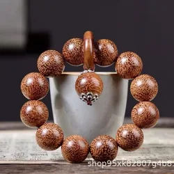 Dragon bracelet, Buddhist beads, snake , fish scale grain craft, rosewood, agarwood, dark wood, golden sand