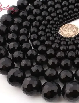 Natural Black Agate Faceted Round DIY Stone Beads Strand 15 Inch 6/8/10/12mm For Necklace Bracelet Jewelry Making - Aliexpress - FashionsVida