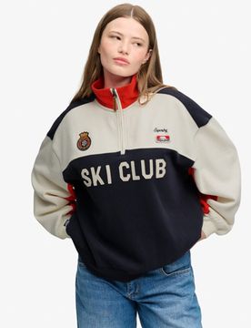 Superdry Damen Preppy Ski Half-zip mit Lockerer Passform Cream - Größe: 44