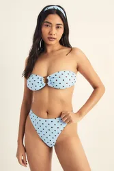 Womens Polka Dot Ring 4pc Bikini Set - Blue - Size 10 Uk