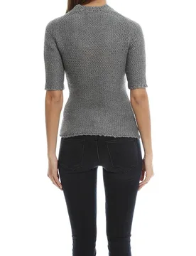 Acne Grey Mesh Panel Knit Jumper - Acne - FashionsVida